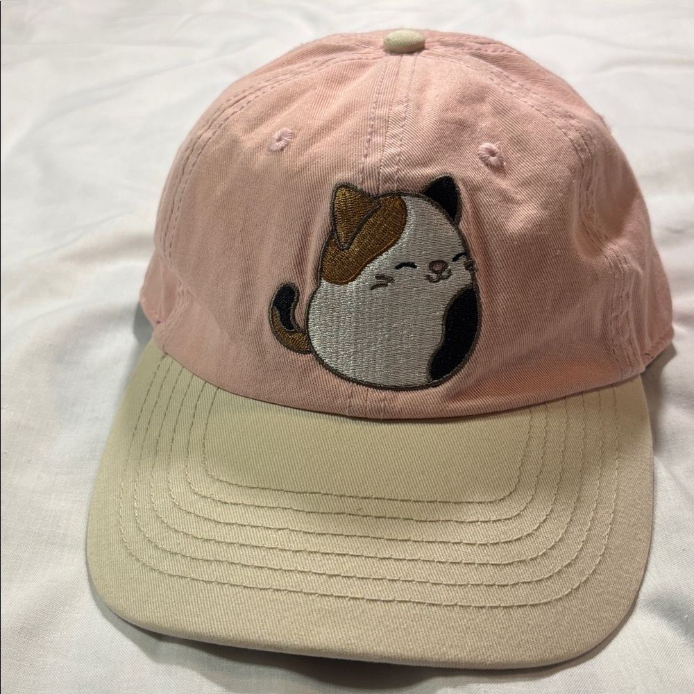 Squishmallows Cam the Cat Ball Cap Embroidered Pink Tan OS
